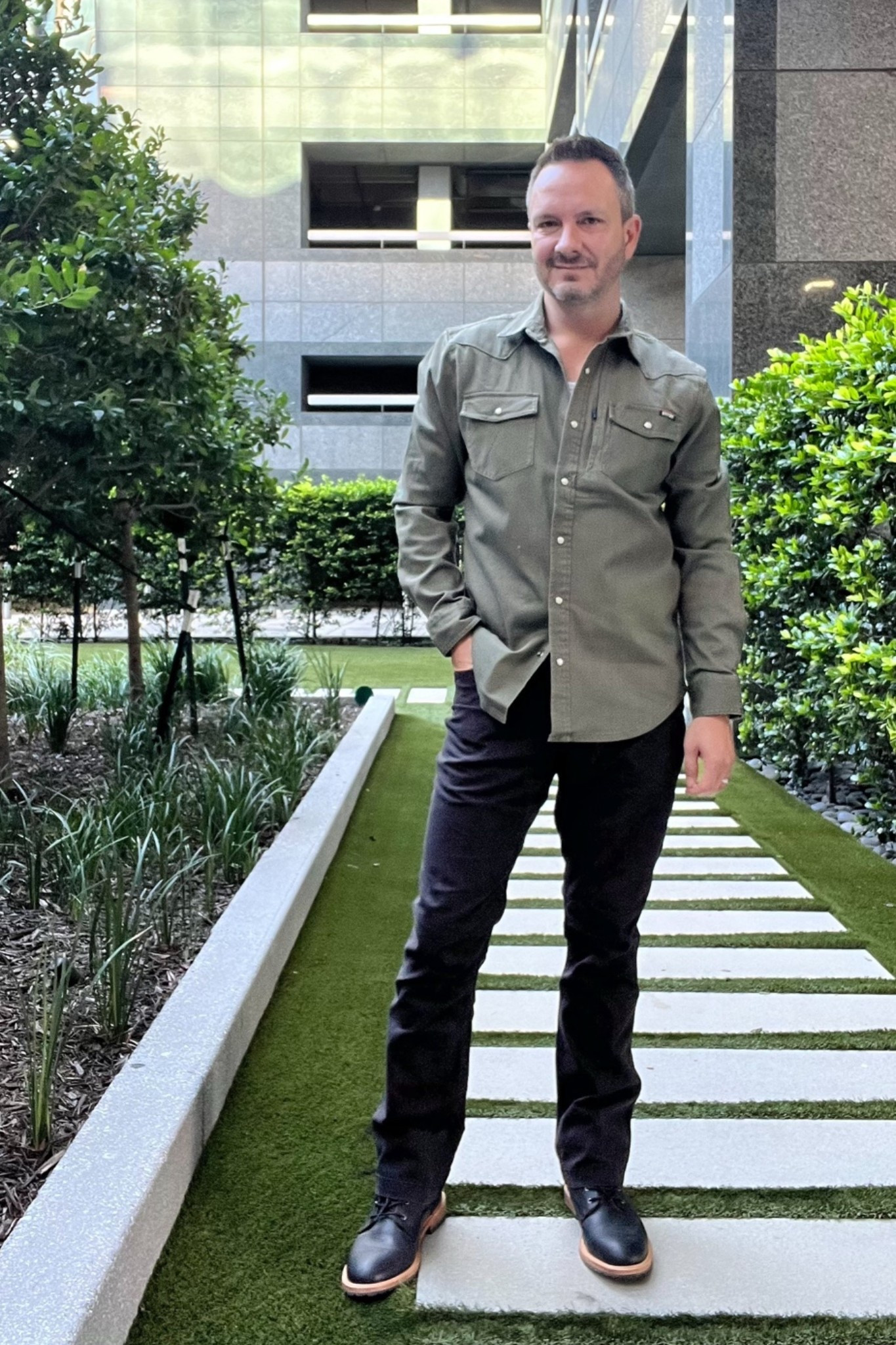 Fall is my favorite season to get dressed. I love an earthy color palette, and this dusty olive denim shirt has been an easy one to work into my everyday wardrobe.

It’s definitely got a workwear feel, but I’m wearing it to the office with black boot-cut denim and black lace-up boots. A little rugged, a little polished, and very much my style.

@Nisolo

#LTKootd #LTKMens #LTKWorkwear