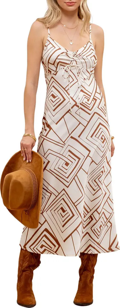 Blu Pepper Geometric Front Tie Midi Dress | Nordstromrack | Nordstrom Rack