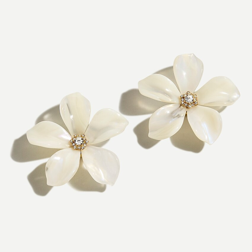 Acetate flower earrings with pavé detail | J. Crew US
