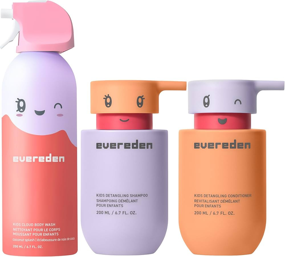 Evereden Kids Bathtime Trio: Hair Detangling Shampoo & Conditioner Set + Cloud Body Wash - Clean ... | Amazon (US)
