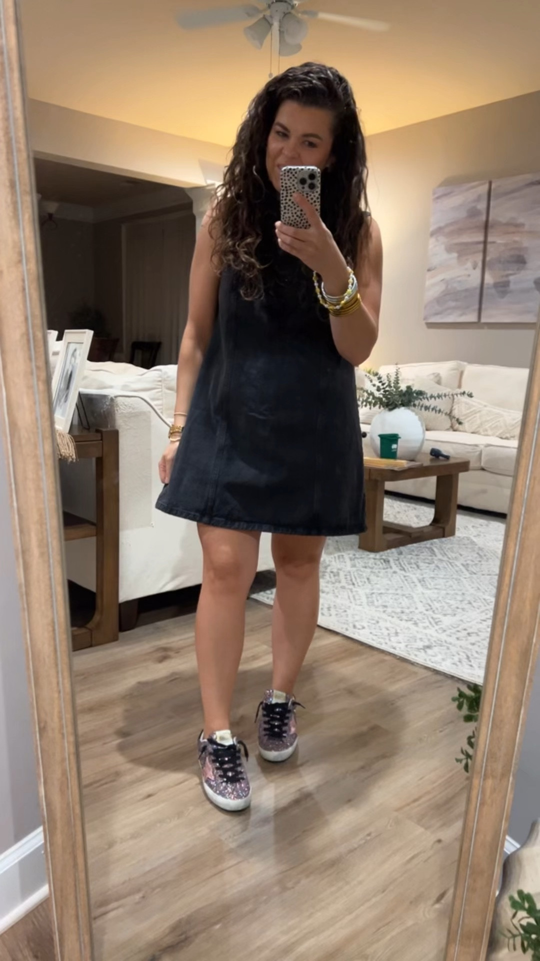 Love a denim dress! Wearing a large petite!

#LTKMidsize