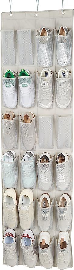 Amazon Basics 24-Pocket Over-the-Door Hanging Medium-Size Shoe Organizer | Amazon (US)