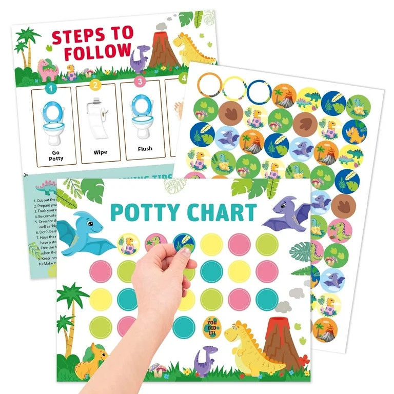 Meilimei-Potty Training Sticker Chart for Toddlers Dinosaurs Potty Chart with Stickers, 4 Sticker... | Walmart (US)