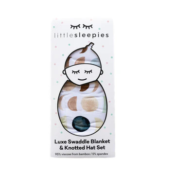 Luna Neutral Bamboo Viscose Swaddle + Hat Set | Little Sleepies