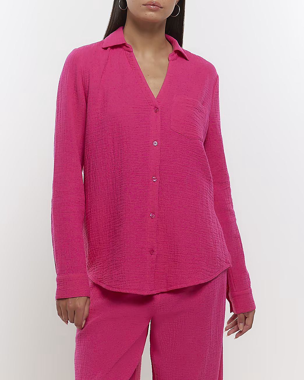 Pink textured shirt | River Island (UK & IE)