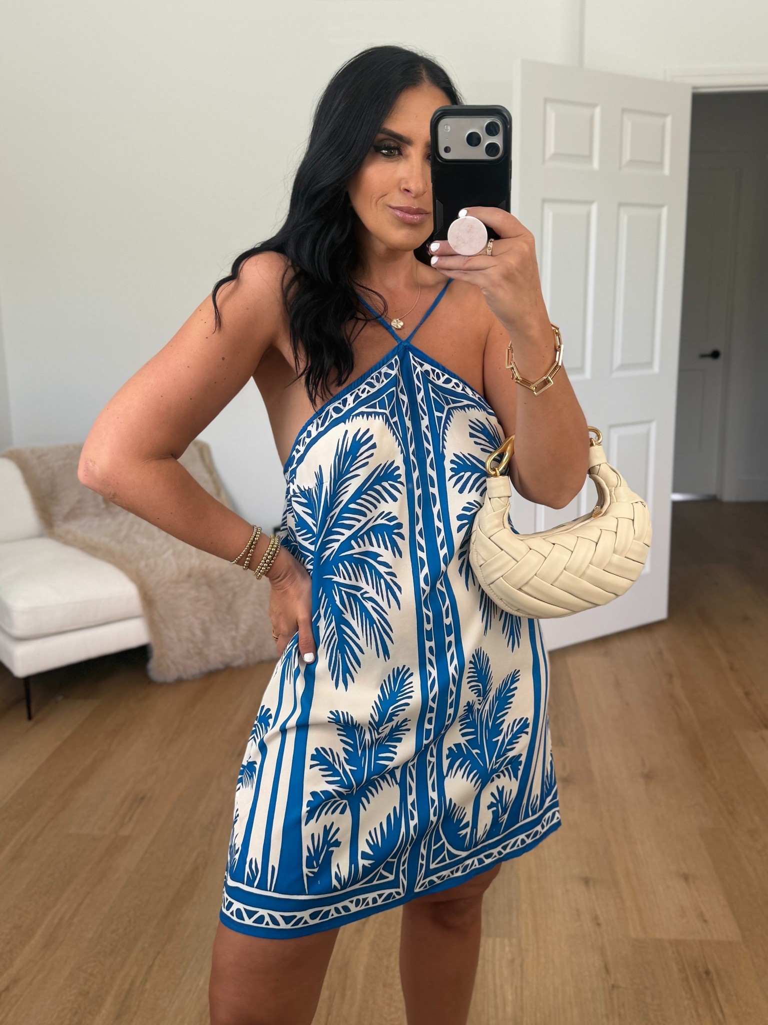 Women's Backless Dress Tropical Vacation Outfits Halter dress wearing size medium.