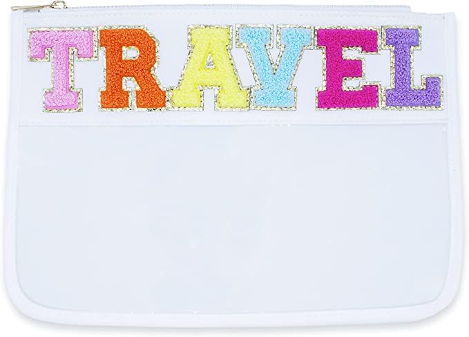 Fablinks Clear Zipper Pouch for Women with Chenille Letter Patch, Travel Snacks Bag for Teen Girl... | Amazon (US)