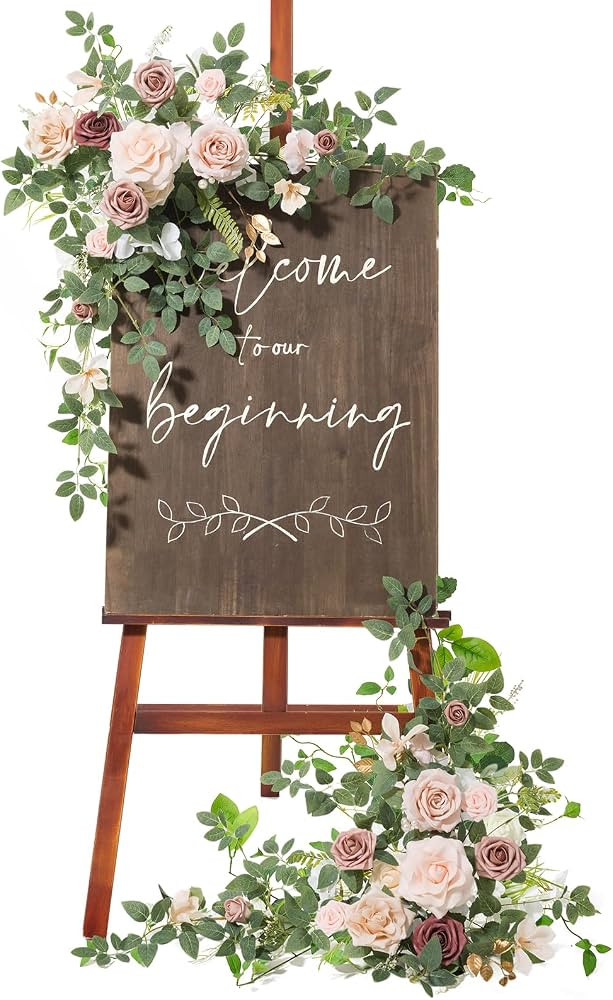 Ling's moment 2pcs Wedding Flowers Garland Artificial Floral Swag Arch Decorations Greenery Arran... | Amazon (US)