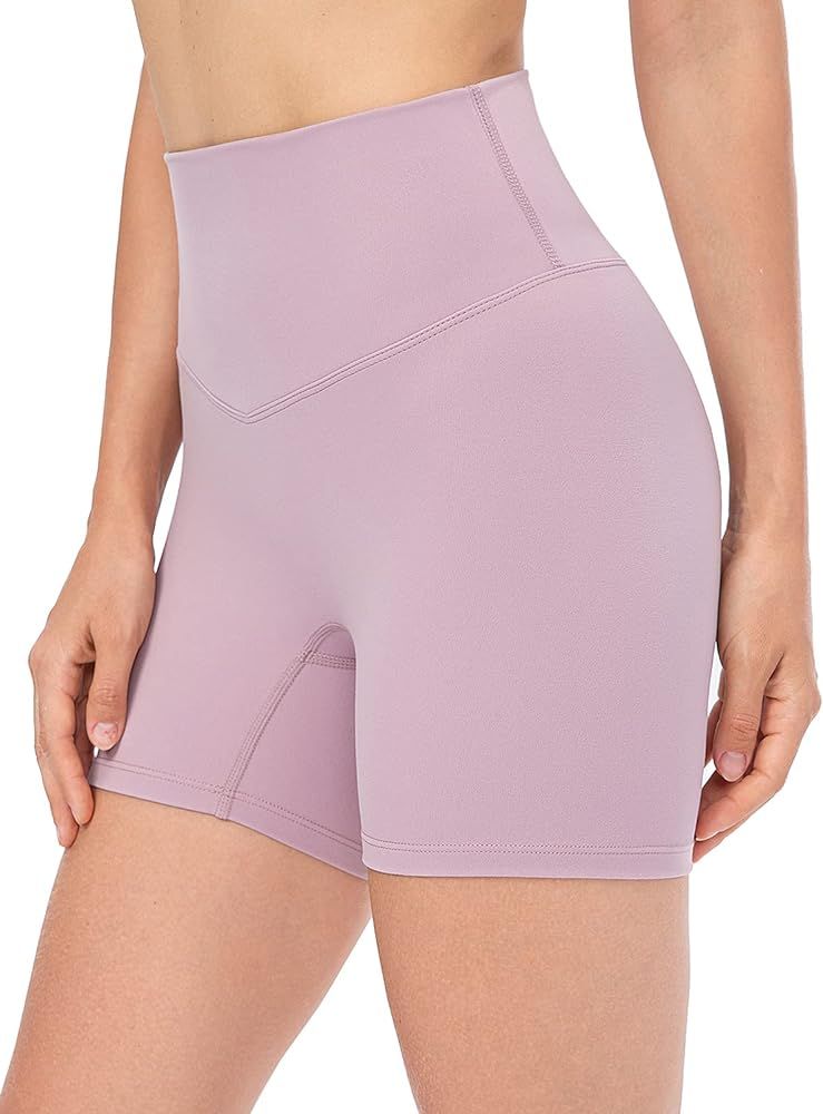 Lavento Women's Naked Feeling Biker Shorts - High Waisted Ultra Soft Workout Yoga Shorts - 5" / 6... | Amazon (US)