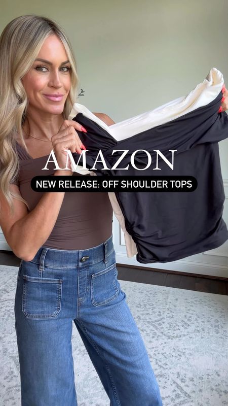 Amazon off shoulder seamless tops - 4 colors available wearing xs

Paired with my favorite wide leg cropped jeans - wearing xs petite length. Use code KATEROSExSPANX for discount and free shipping !

#LTKFindsUnder50 #LTKOver40 #LTKStyleTip