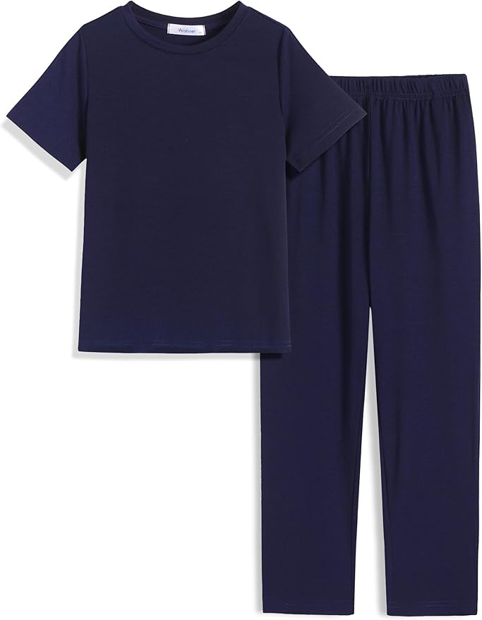 Arshiner Boys Pajamas Short Sleeve and Long Pants 2 Piece Pajama Set for Boys 6-14 Years | Amazon (US)