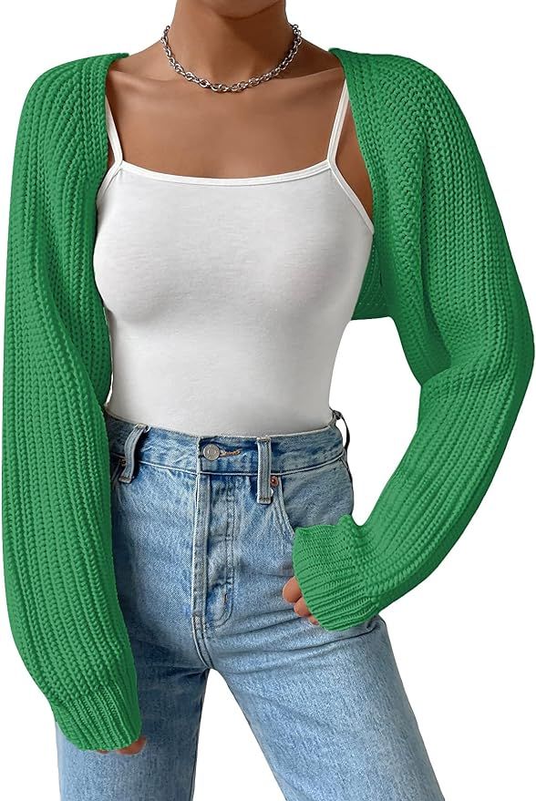 Women's Bolero Shrug Sweater Croped Cardigan Sweater Open Front Knit | Amazon (US)