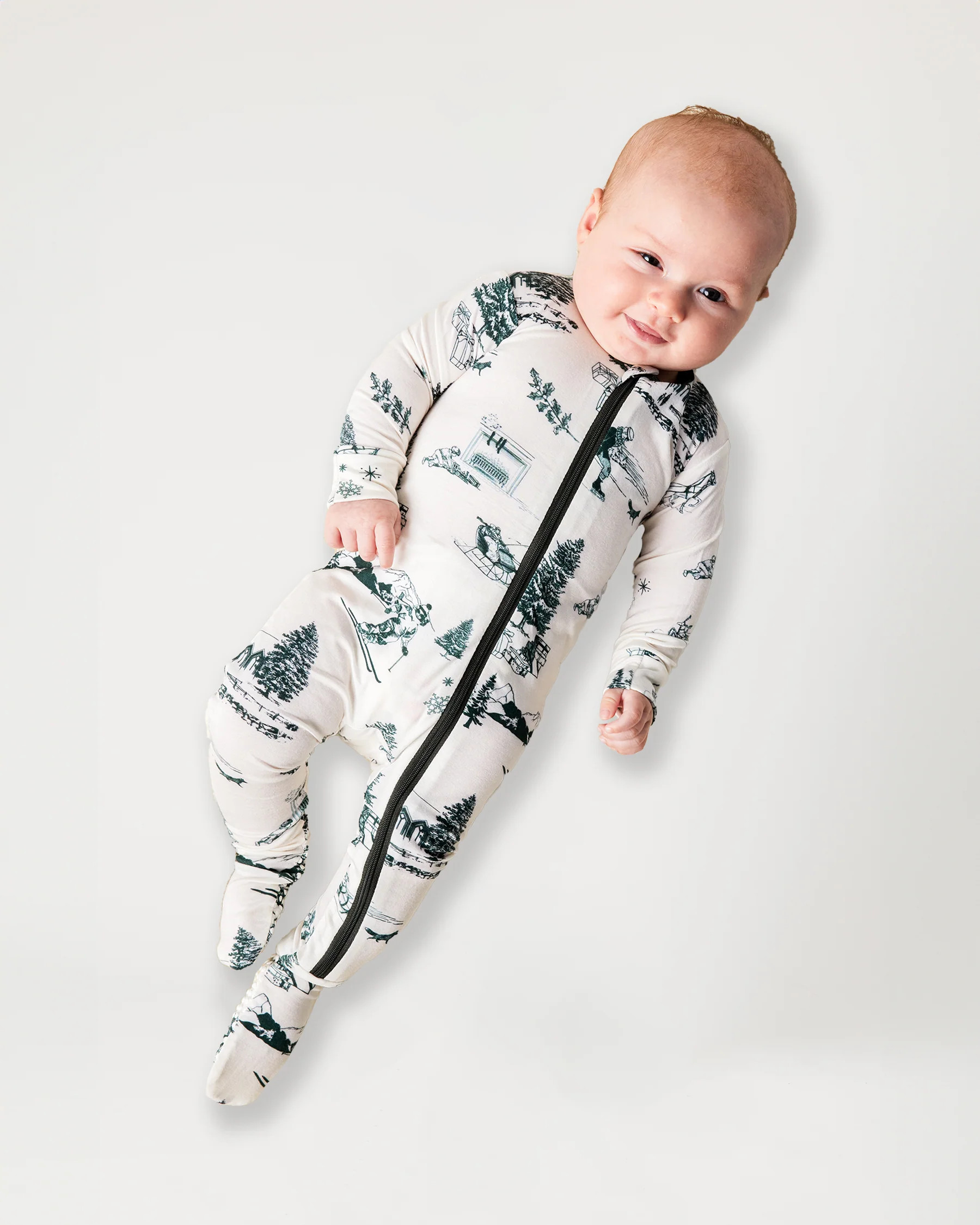 Holiday Toile Zipper Footie Pajamas | Colorful Prints, Wallpaper, Pajamas, Home Decor, & More | Katie Kime Inc