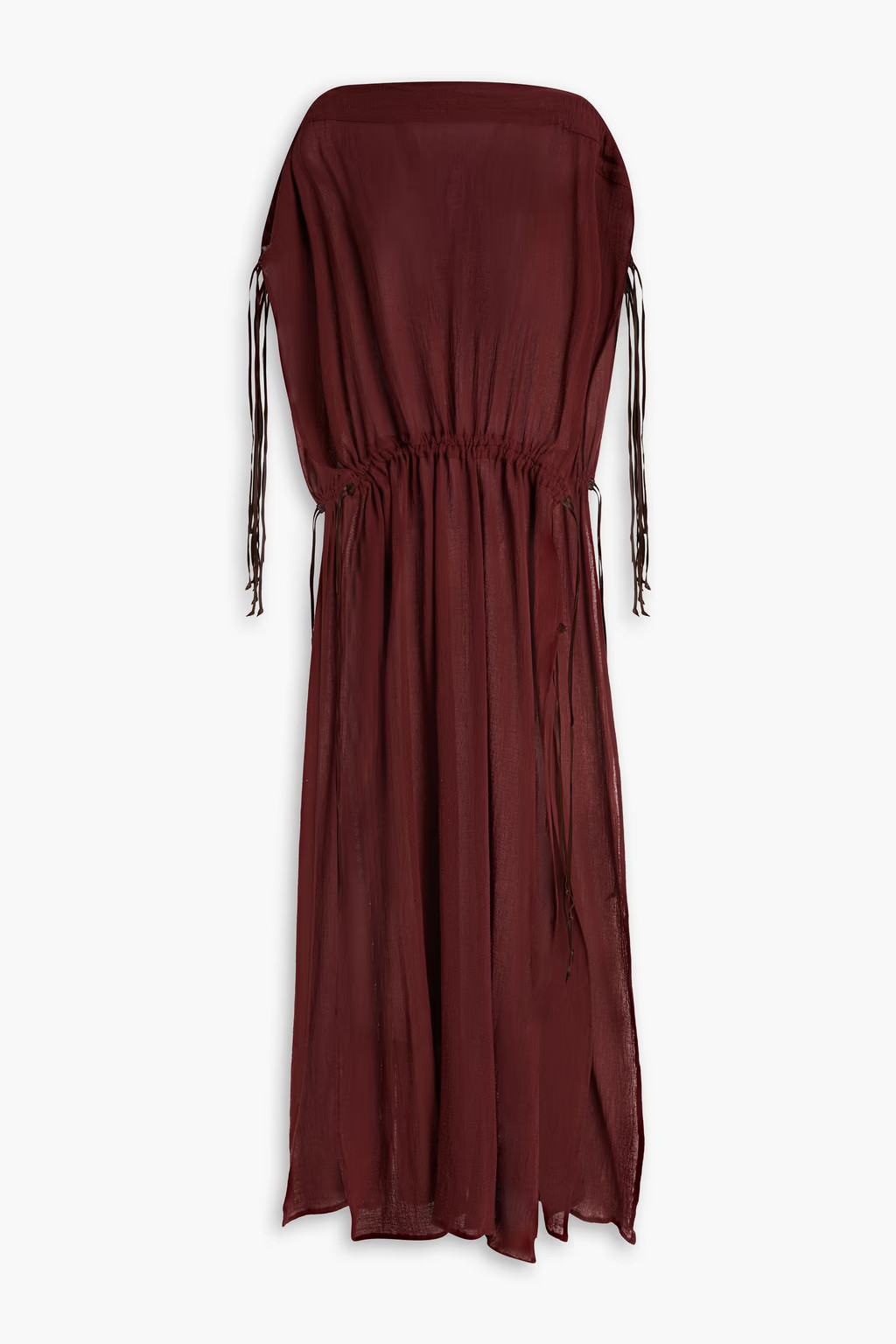 Sakuk gathered cotton-gauze maxi dress - burgundy - One Size | The Outnet (US and CA)