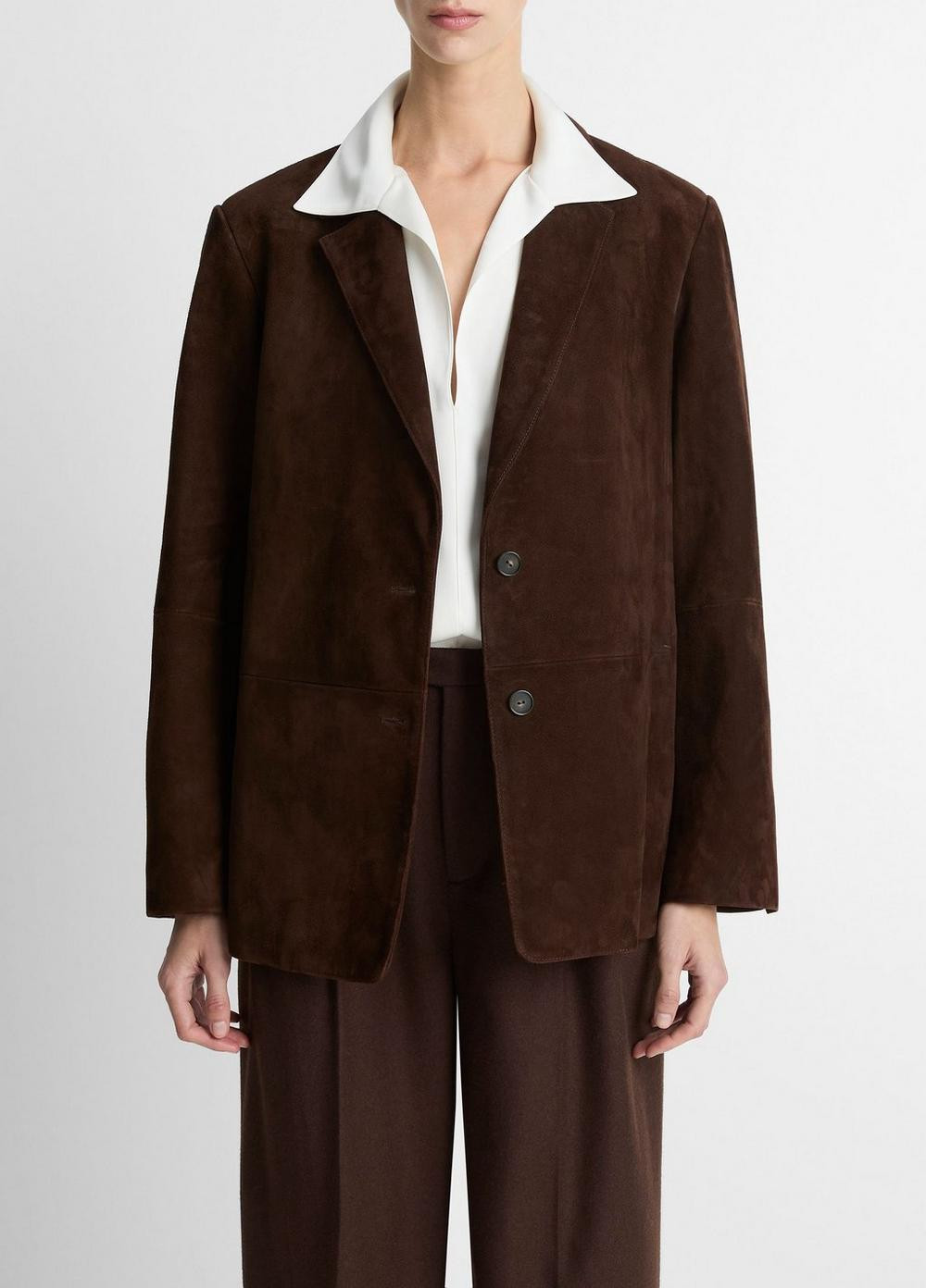Women's Suede Blazer, Chocolate, Size 0 Vince | Vince LLC