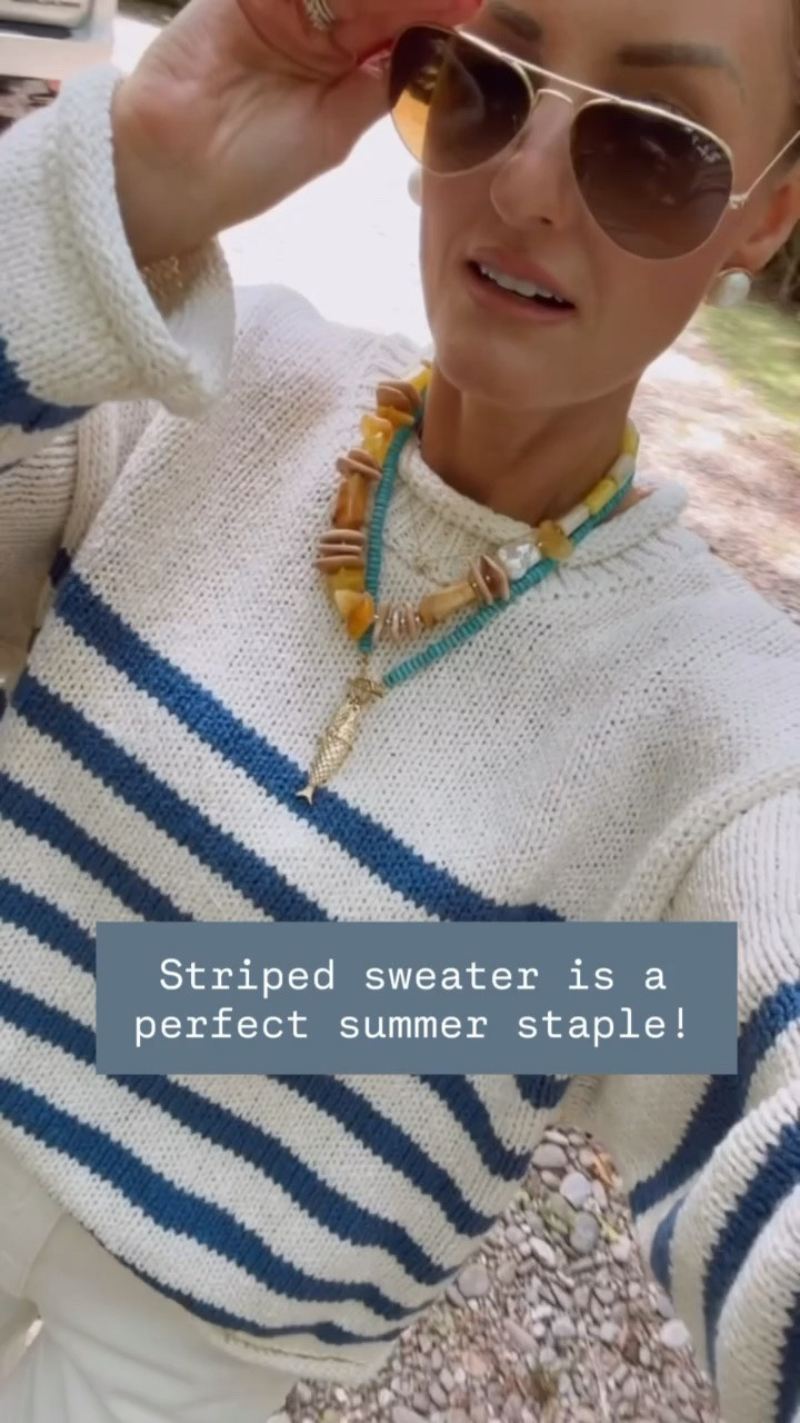 Love this striped sweater! Would be so cute styled over your shoulders with a dress! Use code LOVERLY20 for 20% off Anthro this weekend when you spend $100 or more!

Loverly Grey, Anthropologie, striped sweater, summer sweater, sale, Nantucket, statement necklaces 

#LTKSeasonal