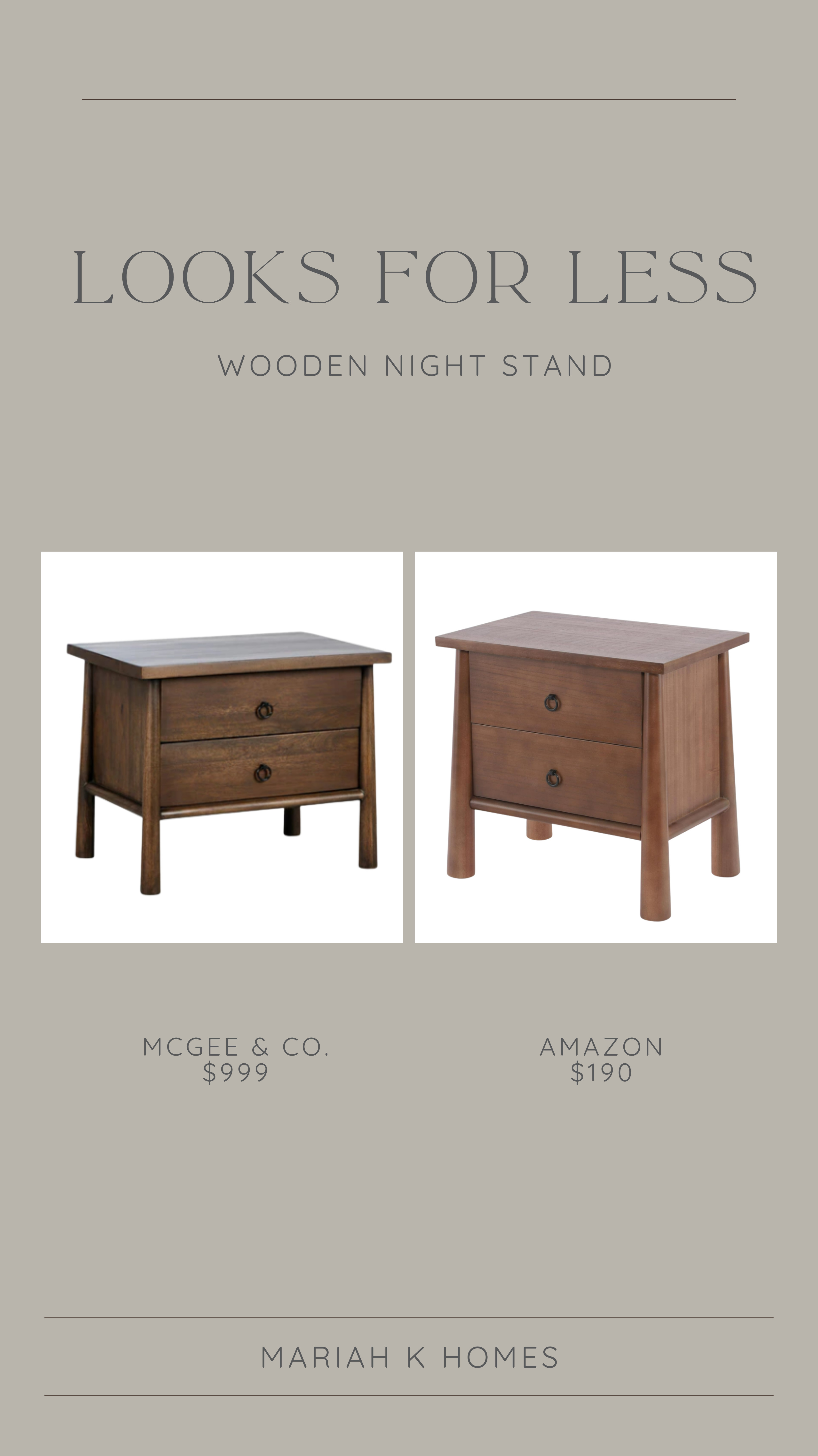 Can you believe this designer luxe for less?! These two nightstands are nearly identical — same warm wood tones, tapered legs, and beautiful hardware pulls. The Amazon version is slightly narrower, but honestly still such a win for the price if you want that high-end look on a budget. 

 #LTKHome #LTKSaleAlert
