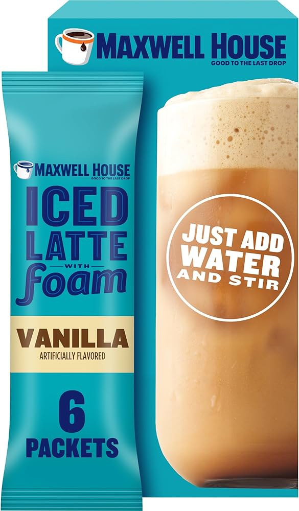 Maxwell House Iced Vanilla Latte with Foam All in One Drink Mix, 5.92 oz, 6 Packets | Amazon (US)