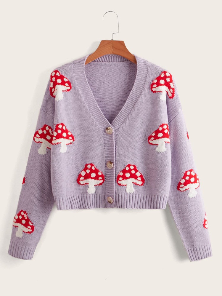 Mushroom Pattern Cardigan | SHEIN