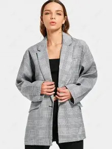 Long Sleeve Buttoned Checked Blazer | ZAFUL (Global)