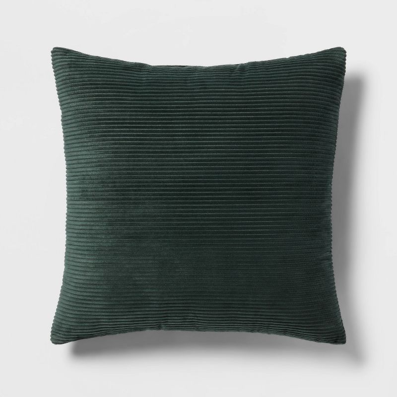 Square Plush Corduroy Decorative Throw Pillow Dark Green - Room Essentials&#8482; | Target