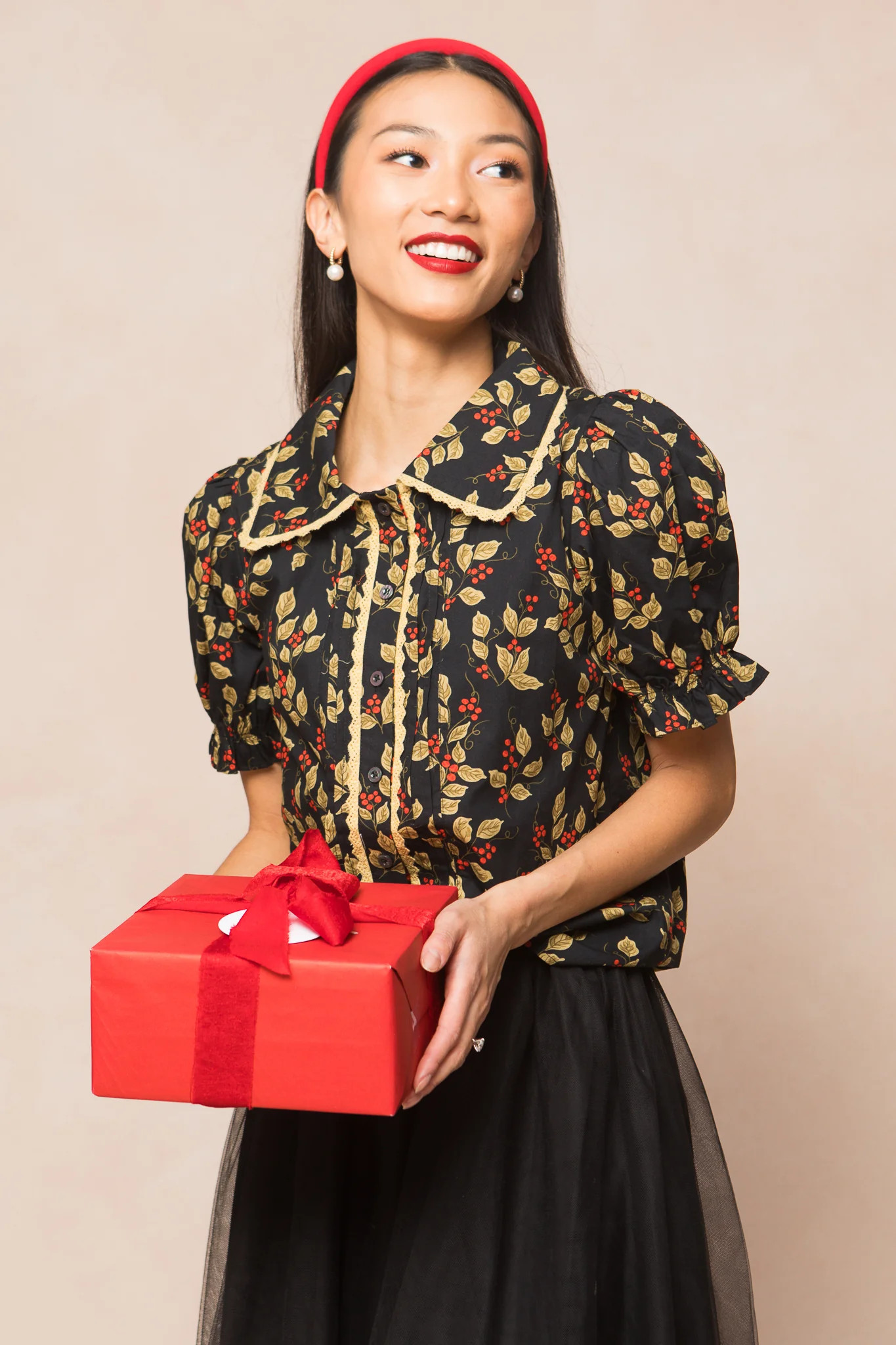 Sophia Blouse in Holly Berry - FINAL SALE | Ivy City Co