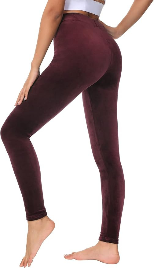 Amazon.com: Dolcevida Women Cozy Velour Legging High Waist Buttery Soft Warm Velvet Stretch Seaml... | Amazon (US)