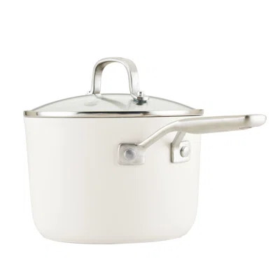 Kitchenaid Hard Anodized Ceramic Nonstick Cookware Sauce Pan With Lid, 3 Quart, Porcelain White | Wayfair Professional