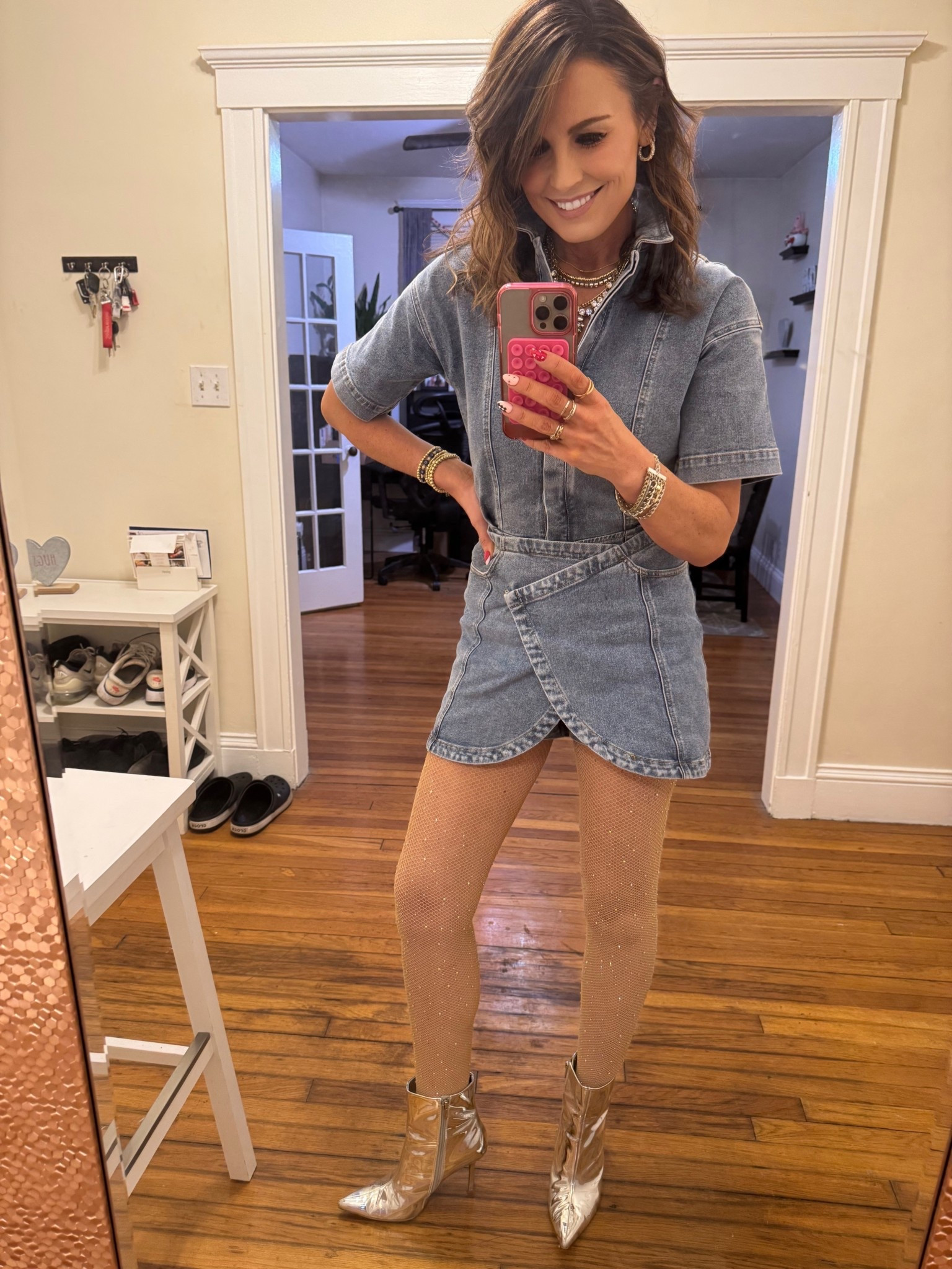 Denim dress
Amazon boots 

#LTKOver40 #LTKSeasonal #LTKootd