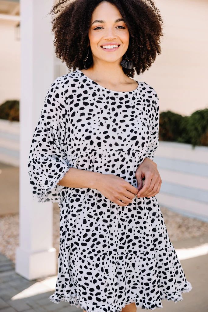 Create Your Own Happy Off White Spotted Dress | The Mint Julep Boutique
