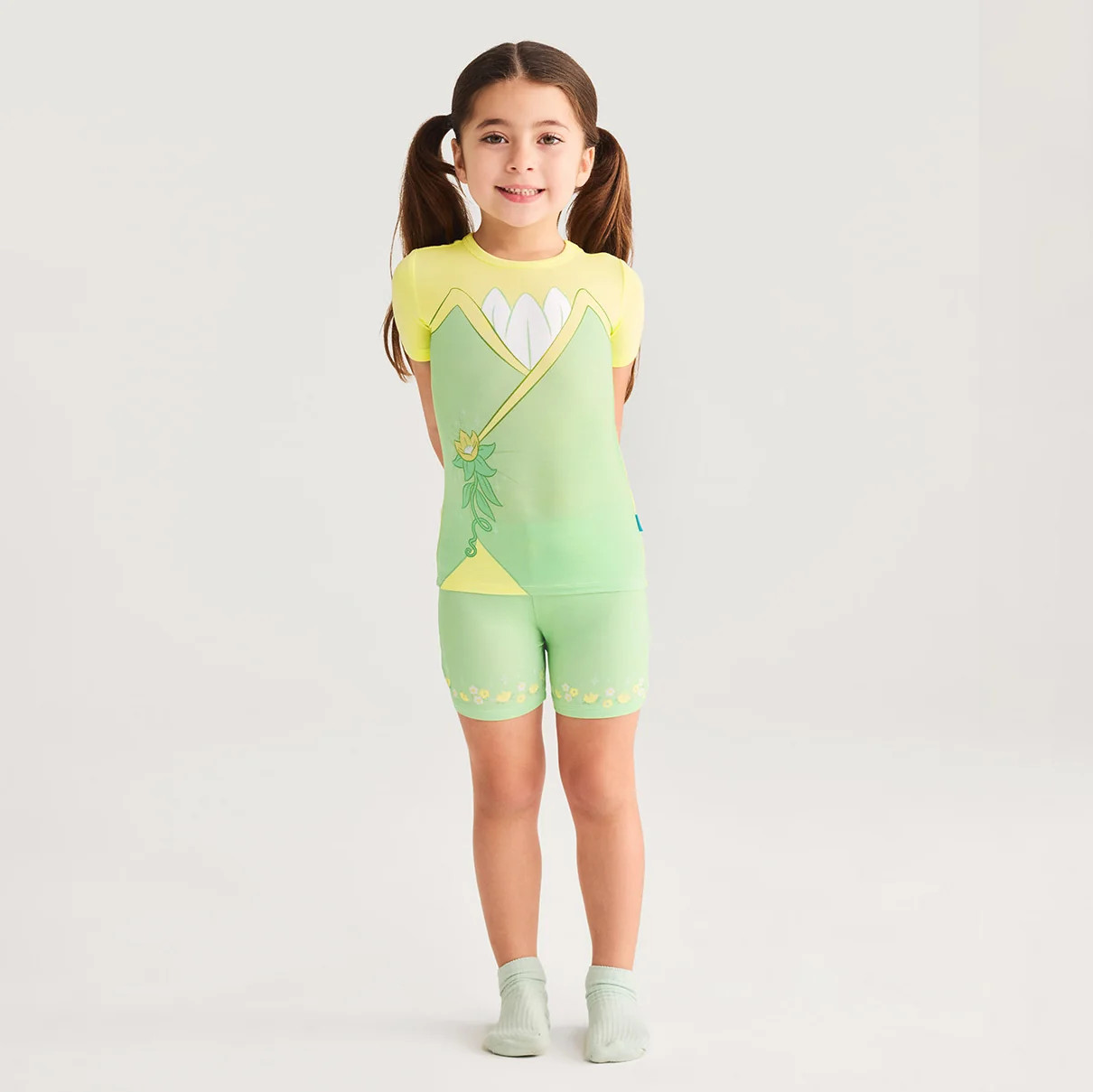 Princess Green Short Sleeve Disney Tiana Pajama Short Set | Posh Peanut® | Posh Peanut