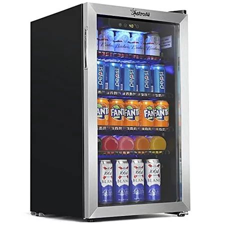 AstroAI Beverage Refrigerator and Cooler with Temperature Control - 120 Can Mini Fridge with Glass D | Walmart (US)
