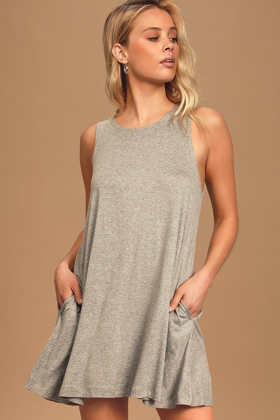 Simply Flawless Heather Grey Sleeveless Swing Dress | Lulus