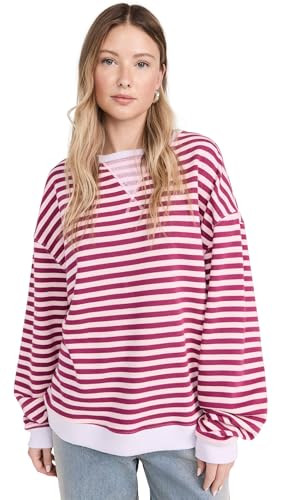 FP Movement Women's Classic Striped Crew, Raspberry Combo, Pink, S | Amazon (US)