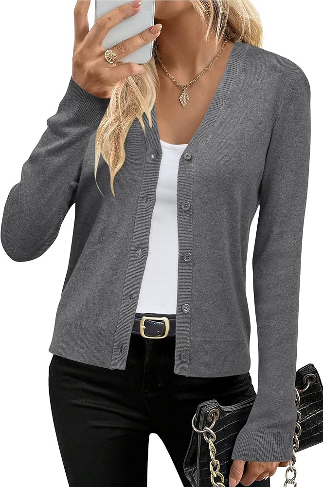 Arach&Cloz Women's Wool Blend Business Casual Cardigan Sweaters Tops | Amazon (US)
