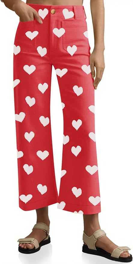 Tankaneo Womens Cropped Striped Jeans Casual High Waisted Stretchy Polka Dots Straight Leg Denim ... | Amazon (US)