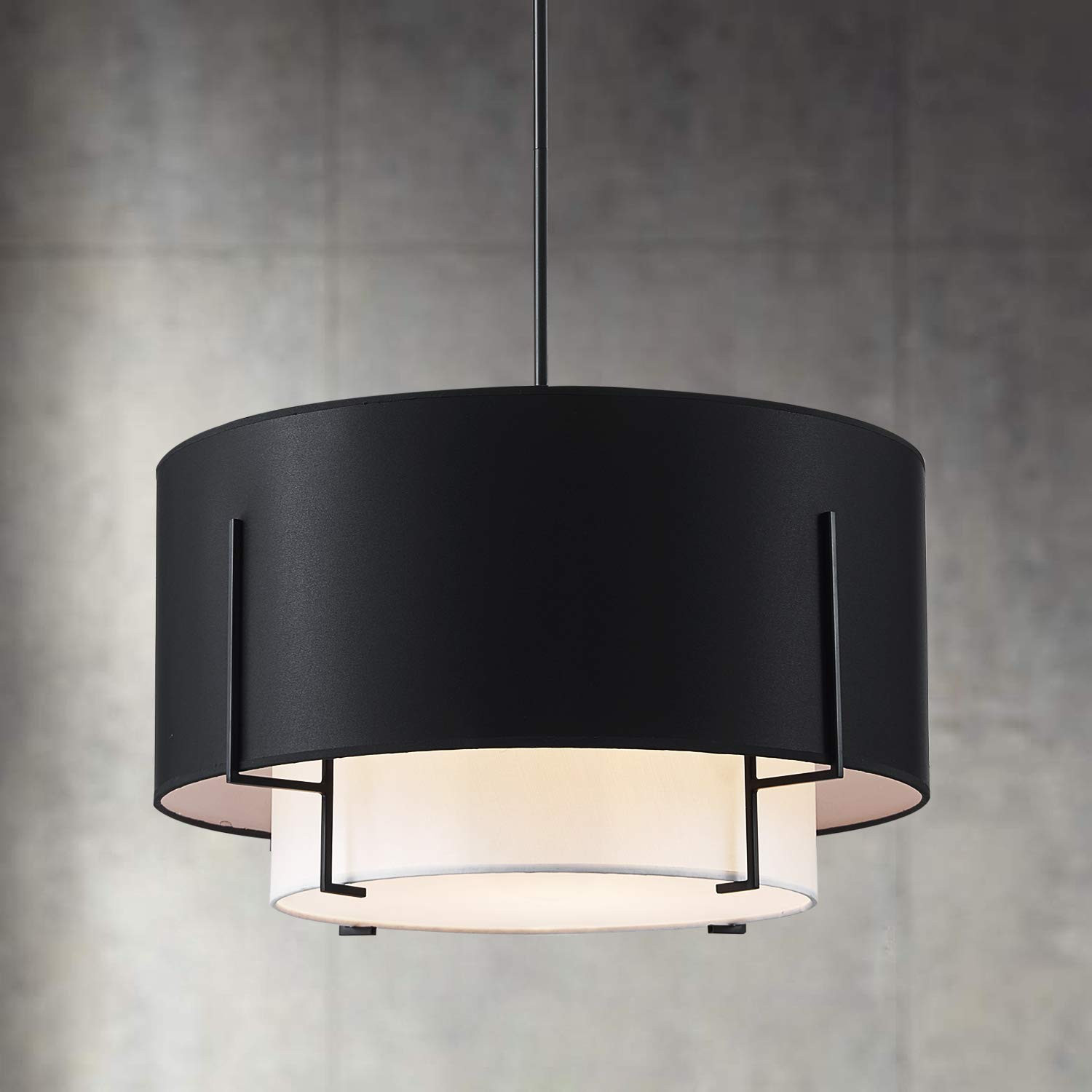 Saint Mossi 4-Lights Modern Fabric Chandelier for Dining Room, Black Farmhouse Chandelier Light F... | Amazon (US)