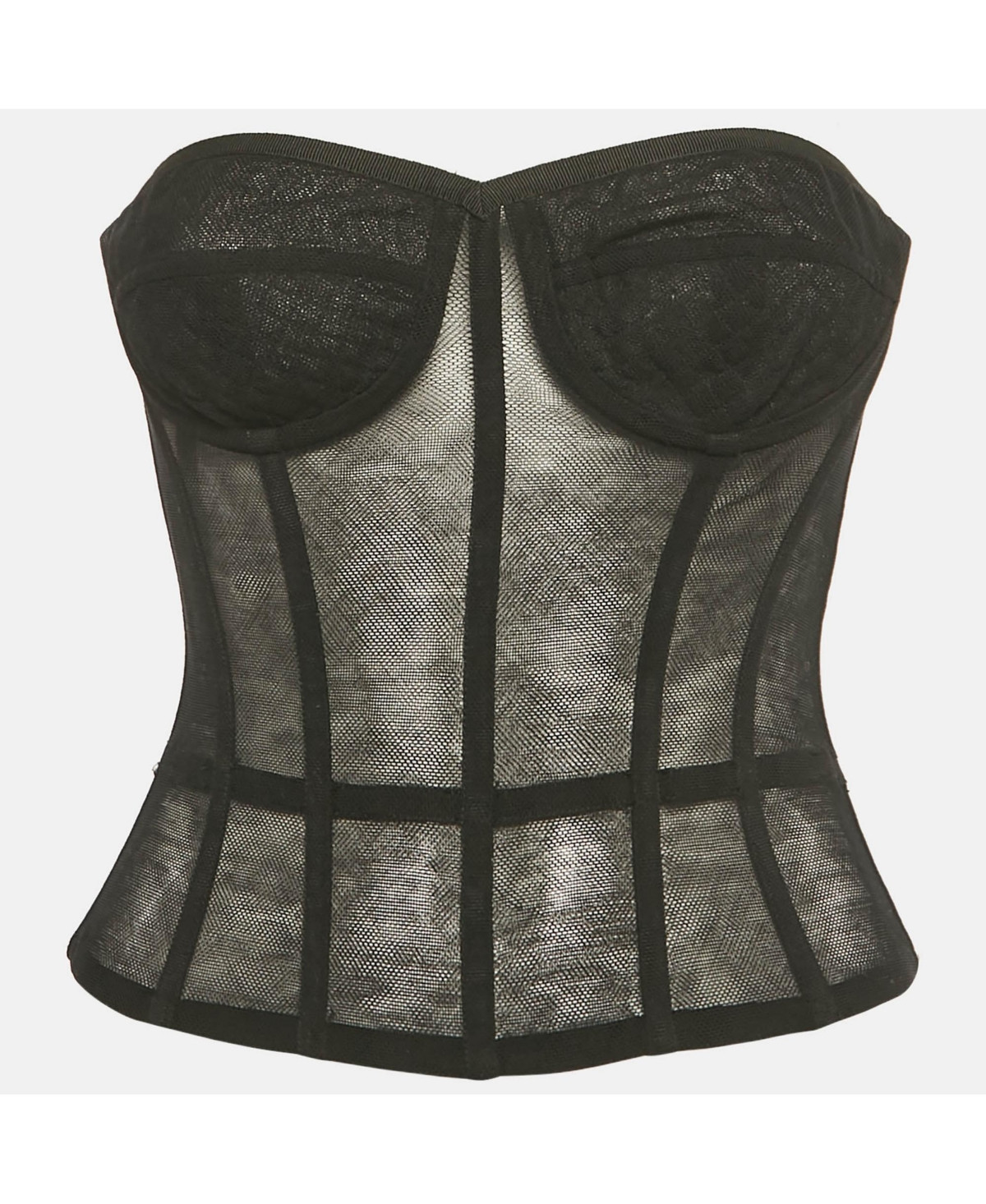 Pre-Owned Dolce & Gabbana Women's Black Stretch Mesh Sheer Corset Top - Black | Macy's
