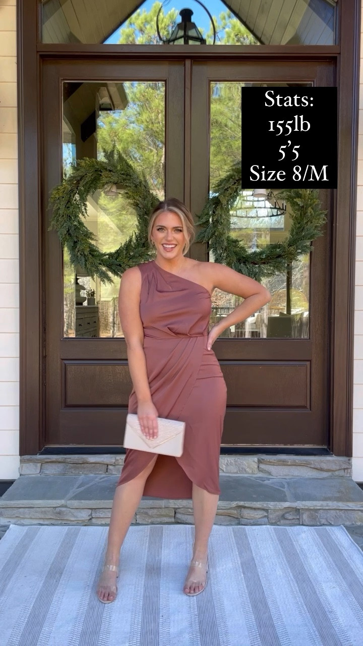 Red dress - tts - M 
One shoulder dress tts - M 
Black dress tts - M 
Black jumpsuit tts - M 
Heels TTS 

#LTKSeasonal #LTKwedding #LTKunder50