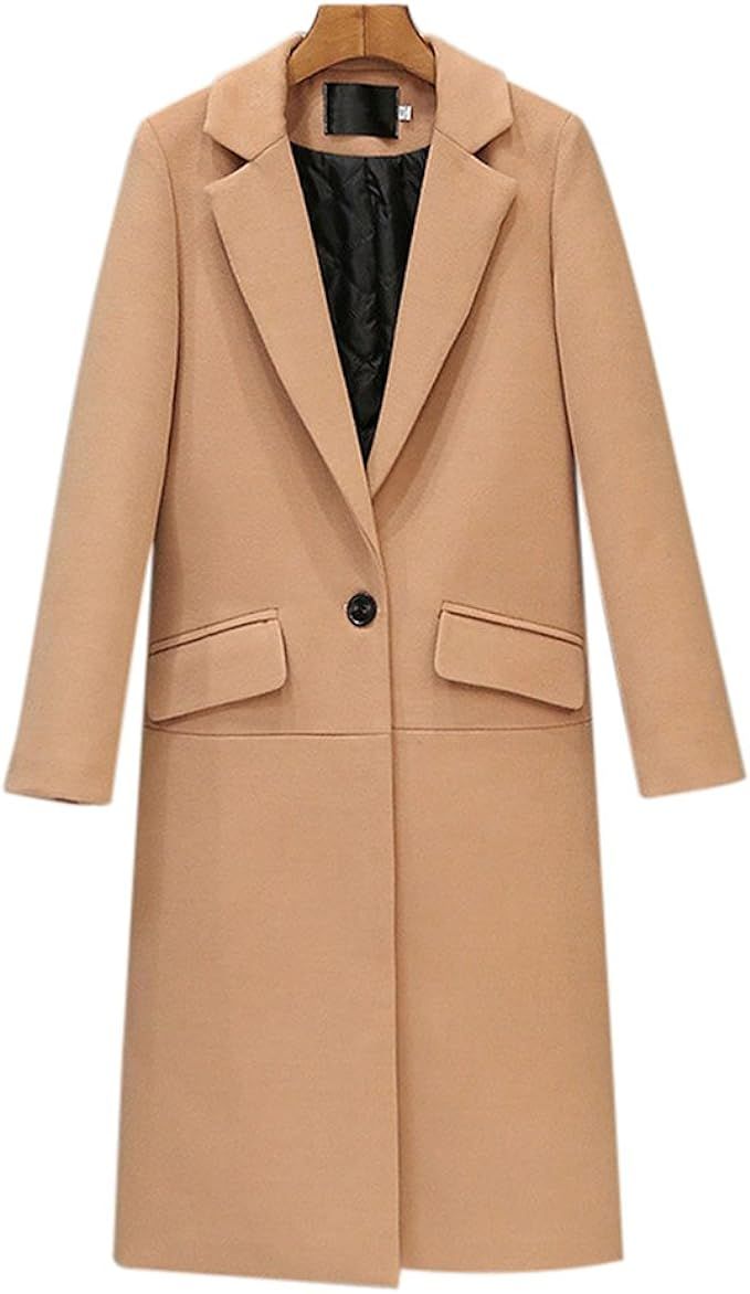 Amazon.com: GETUBACK Women Trench Coat Long Sleeve Pea Coat Open Front Long Jacket Overcoat Outwe... | Amazon (US)