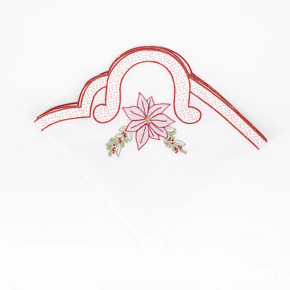 Square Napkin - Poinsettia Embroidery | Dondolo
