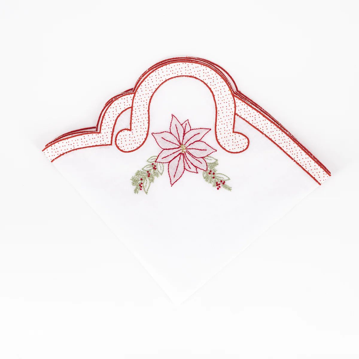 Square Napkin - Poinsettia Embroidery | Dondolo