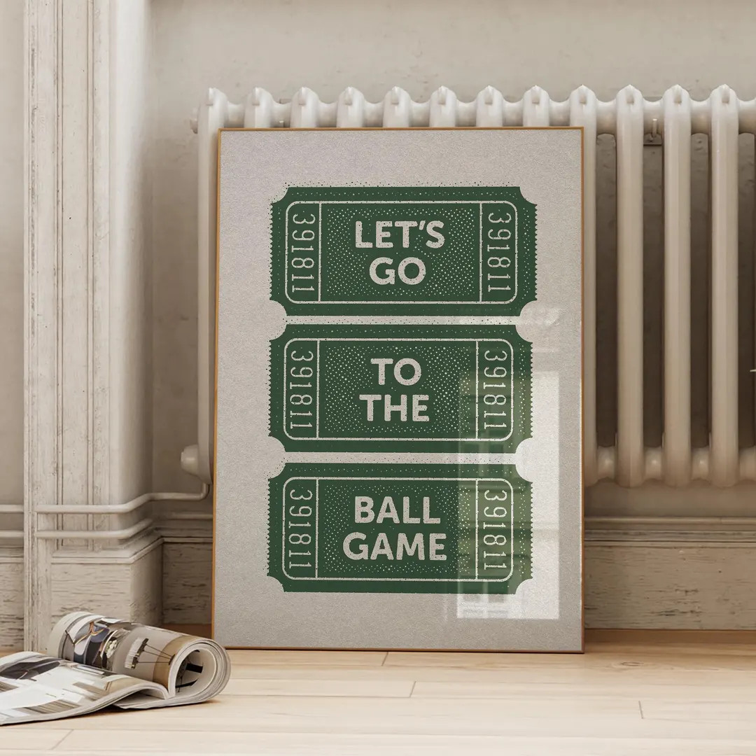 Vintage Ball Game Green Athletic Poster | Retro Baseball Print | Sports Nursery Kids Ticket Wall ... | Etsy (US)