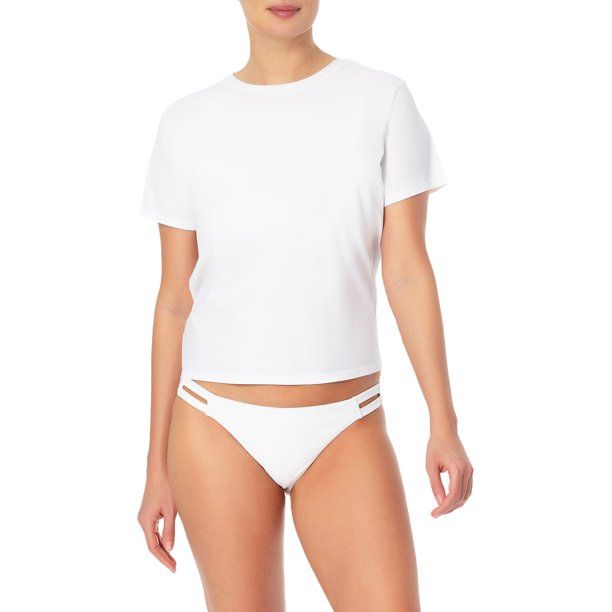 Time and Tru Women's Short Sleeve Solid Sun Shirt - Walmart.com | Walmart (US)