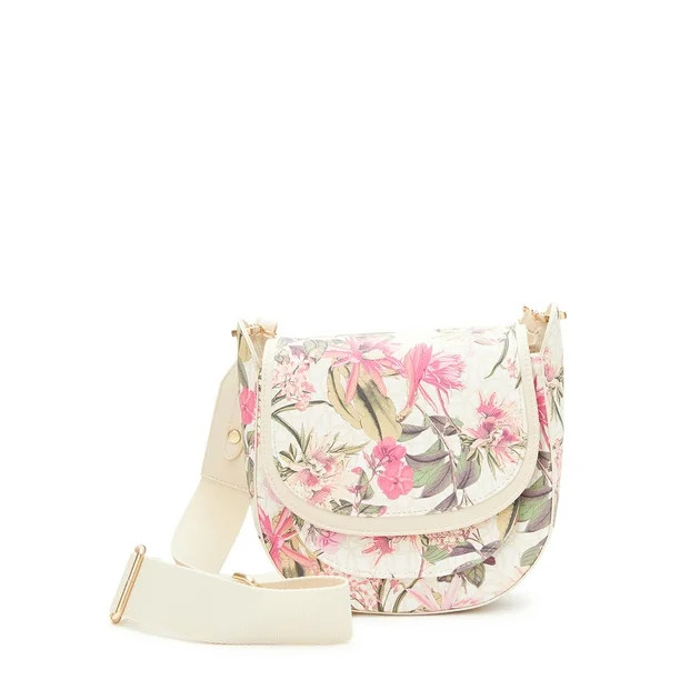 Time and Tru Women's Riverdale Print Crossbody Saddle Bag | Walmart (US)