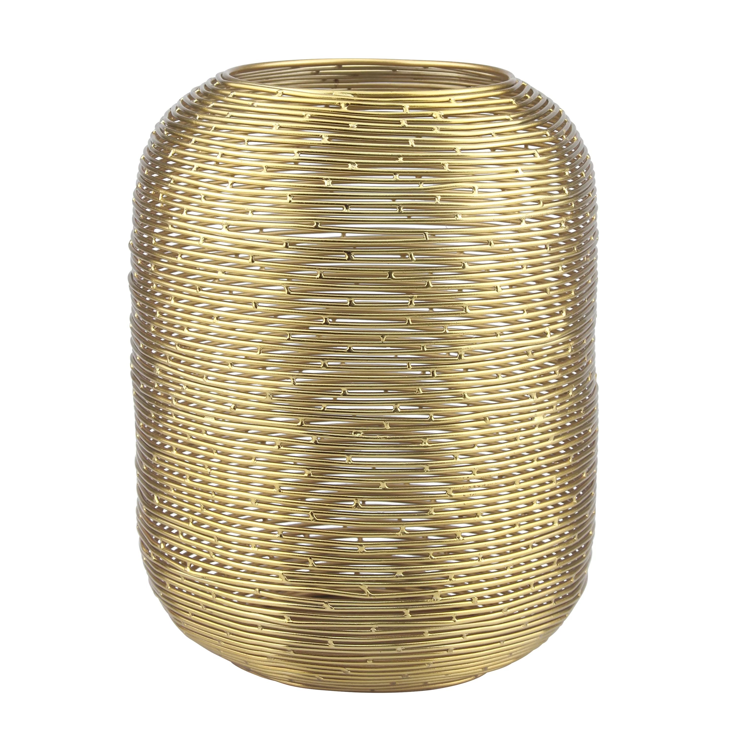 Sofia Home Medium Metal Wire Hurricane Candle Holder, Gold | Walmart (US)