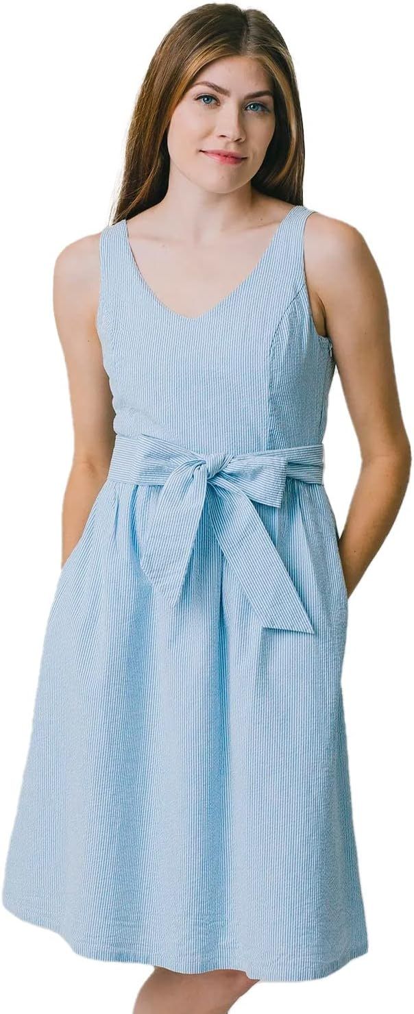 Hope & Henry Women's Sleeveless A-Line Dress with Waist Sash | Amazon (US)