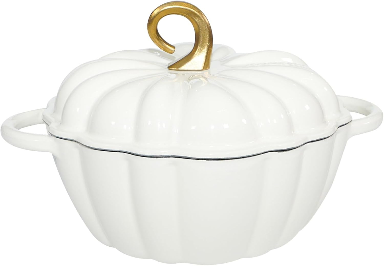 Pumpkin Cast Iron Dutch Oven with Lid, 4.5QT Heavy-Duty Enameled Pot with Dual Handles, Serves 3-5, Oven Safe for Bread Baking, Braising, Cooking and Family Gifts, White | Amazon (US)