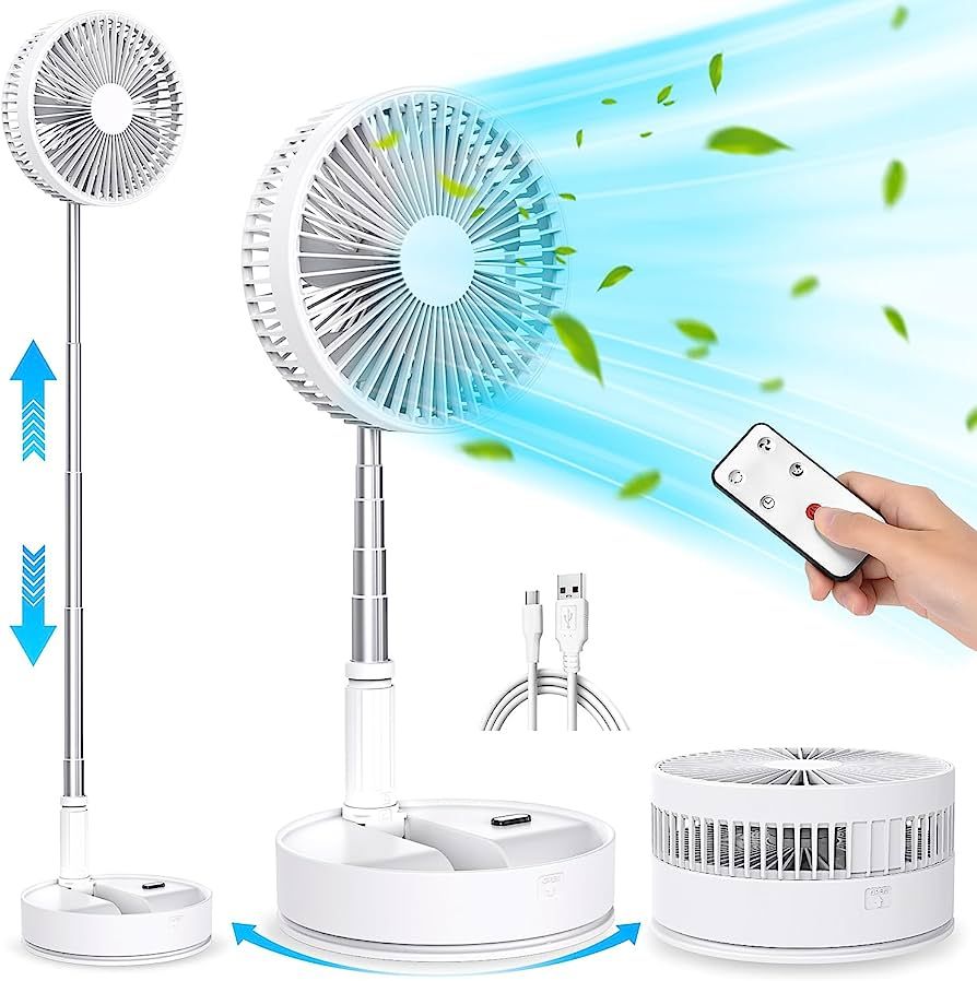 LIPETY Foldable Oscillating Standing Fan with Remote Control, 8" Portable Desk Quiet Fan, 7200mah... | Amazon (US)