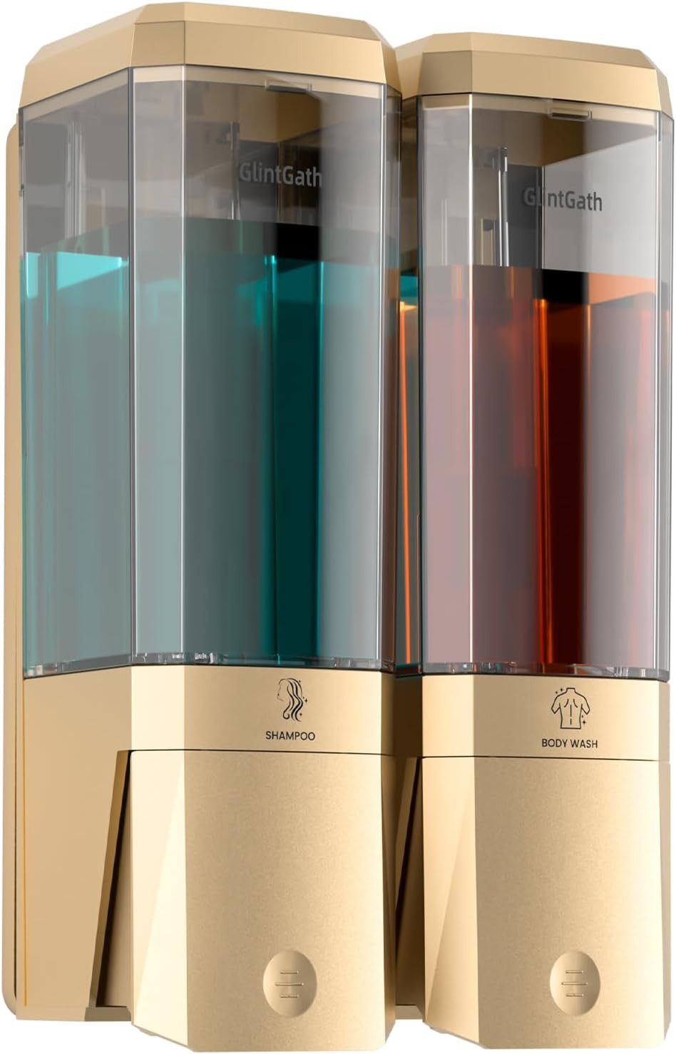 Shampoo and Conditioner Dispenser,Shower Dispenser 2 Chamber No Drill Shampoo Dispenser for Shower Wall Mounted Shower Soap Dispenser for Bathroom Hotel,Large Capacity 2 * 500ML,Gold | Amazon (US)